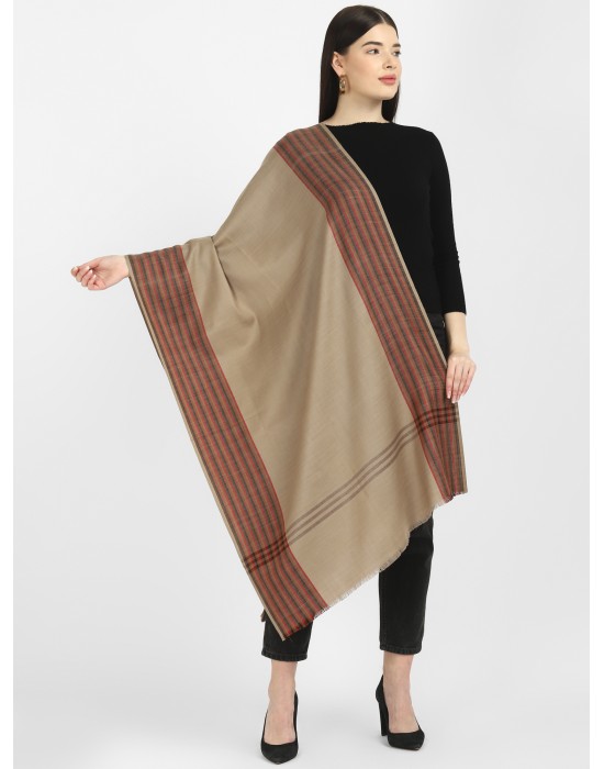 Women plain design with side border brown 